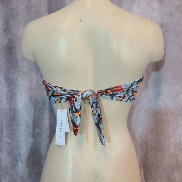 Top Shop Floral Print Bandeau Hankerchief Top - Picture 3 of 5